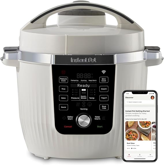 Instant Pot Pro Max WiFi Smart 6 Qt 10in1Pressure Cooker, White
