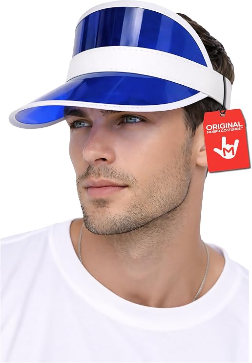 Morph Retro Colorful Plastic Sun Visor Hat, Tourist Bingo Casino Dealer Costume, Tennis Golf Visor for Women