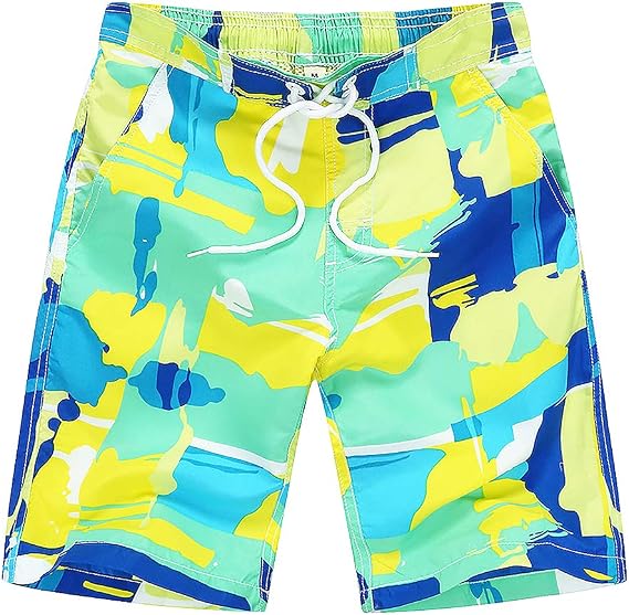 techcity Boys Teens Swim Trunks, Quick Dry Surfing Beach Sports Running Swim Shorts with Drawstring 6T to 18/20