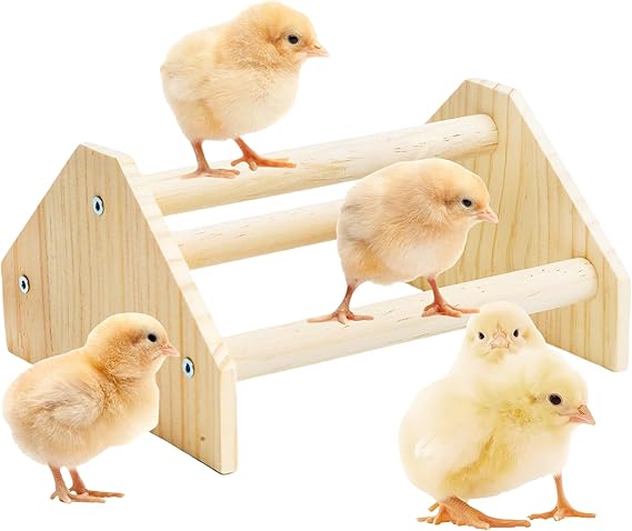 Baby Chicken Perch Strong Pine Wooden Chick Jungle Gym Roosting Bar, New-gen Durable Chicken Perch Toys for Coop and Brooder 7.9 X 6.9 X 4.14 Chicken Perch(Can be Used for Baby Turkeys)