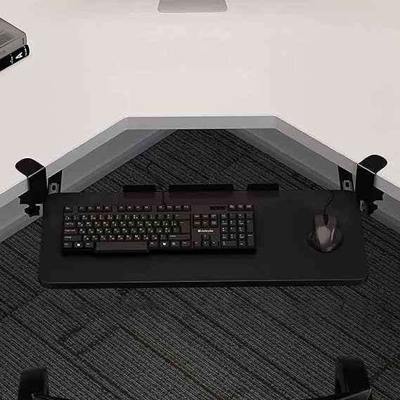  Swivel Keyboard Tray Under Desk with C Clamp,Adjustable Slide Out Computer Keyboard Stand, Ergonomic Keyboard Shelf for Home or Office, No Screw into Desk(52x25cm(20.5x9.8), Black)
