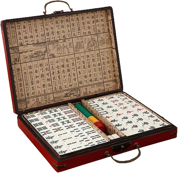 Classic Mahjong Game Set,Retro Mahjong,Mahjong Set With Box,Chinese Traditional Mahjong Set,Ideal Board Game,Antique Mahjong，for Party Family Game