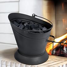 HomeZone Black Coal Bucket Fireside Accessories Kindling, Log, Coal & Fuel Storage Scuttle Bucket Indoor Homeware (BLACK COAL BUCKET)