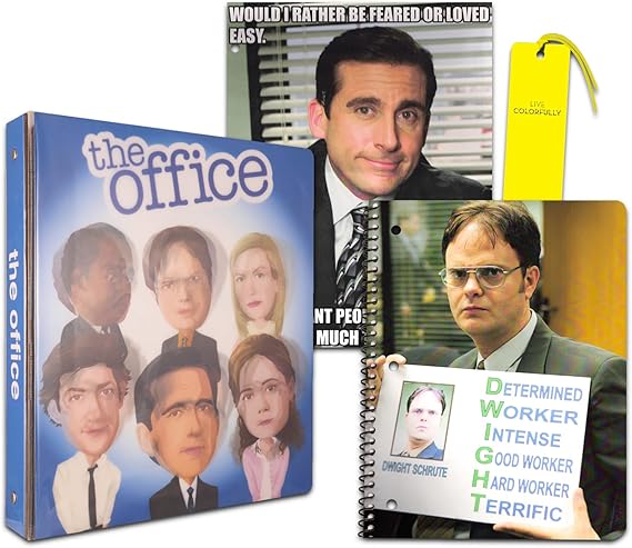 The Office Binder Set for Kids, Teens - The Office 3-Ring Binder, Dwight Notebook, Dunder Mifflin Portfolio Folder, More | Stationery Set for Adults Bundle