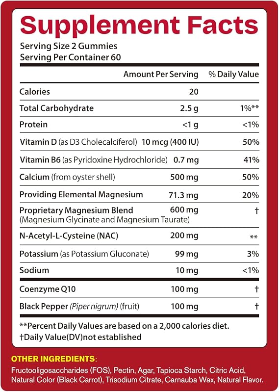 Magnesium Glycinate Gummies 120 Count - 600 MG Per Serving, Promotes Relaxation & Restful Sleep, Focus, Supports Heart & Bone Health, Raspberry Flavor, Non-GMO