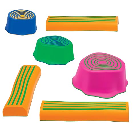 edxeducation Step-a-Trail - 6 Piece Backyard Obstacle Course for Kids - Indoor and Outdoor - Build Coordination and Confidence - Physical and Sensory Play