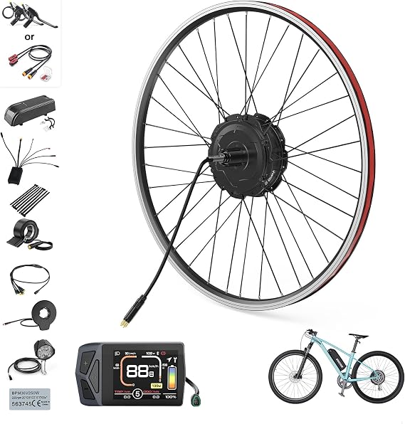 125EVH 48V 500W Rear Electric Bike Conversion Kit | 350RPM Rear Hub Motor for 138-145mm Dropout , LCD Display, Upgraded Controller, PAS Sensor, Ebike Kit, 44KMH / 27MPH