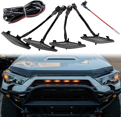 LED Grill Lights for 2014-2023 Toyota 4Runner TRD Pro Grille, Including SR5, TRD off-road, Limited, TRO Pro Models Raptor Style LED Light Amber light with black housing