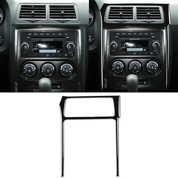 Glossy Piano Black Car Dashboard Central AC Air Outlet Vent Panel Surround Frame Trim Soft Sticker Compatible with Dodge Challenger 2008 2009 2010 2011 2012 2013 2014 Auto Interior Accessories