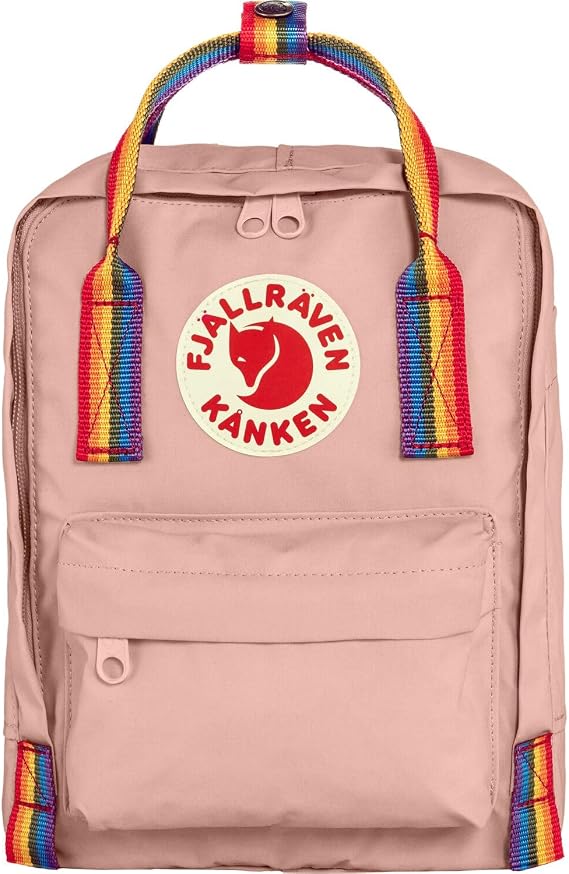 FJALL RAVEN 23621 Kanken Rainbow Mini Small Adult Backpack 7L Chalk Rose Rainbow Pattern