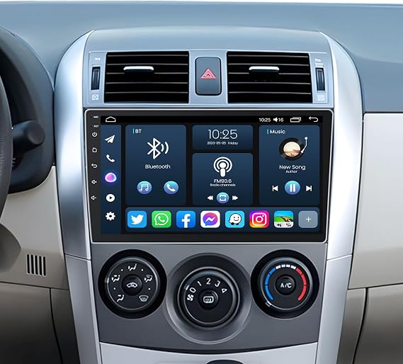 8 Core 32G ROM Upgrade Android 15 Car Radio for Toyota Corolla 2009-2013 | 9" 1280*800 Touchscreen Stereo with Wireless Carplay Android Auto 1080P Backup Camera 5G WiFi Bluetooth GPS SWC