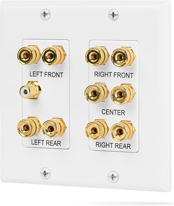 Fosmon 2-Gang 5.1 Surround Distribution Home Theater Wall Plate, White