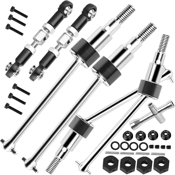 RC Drive Shaft CVD&Steering Links Upgrades Part for 1/16 Mojave GROM 4X4 RTR(ARA2304,ARA2304S,ARA2104),#45 Steel Axles Driveshaft,Black