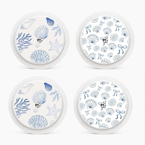 Libre Sensor 1 & 2 Sensor Stickers - Diabetic Sensor Vinyl Stickers - Glucose Monitor Sticker - Sea Shells & Bows - Pack of 4