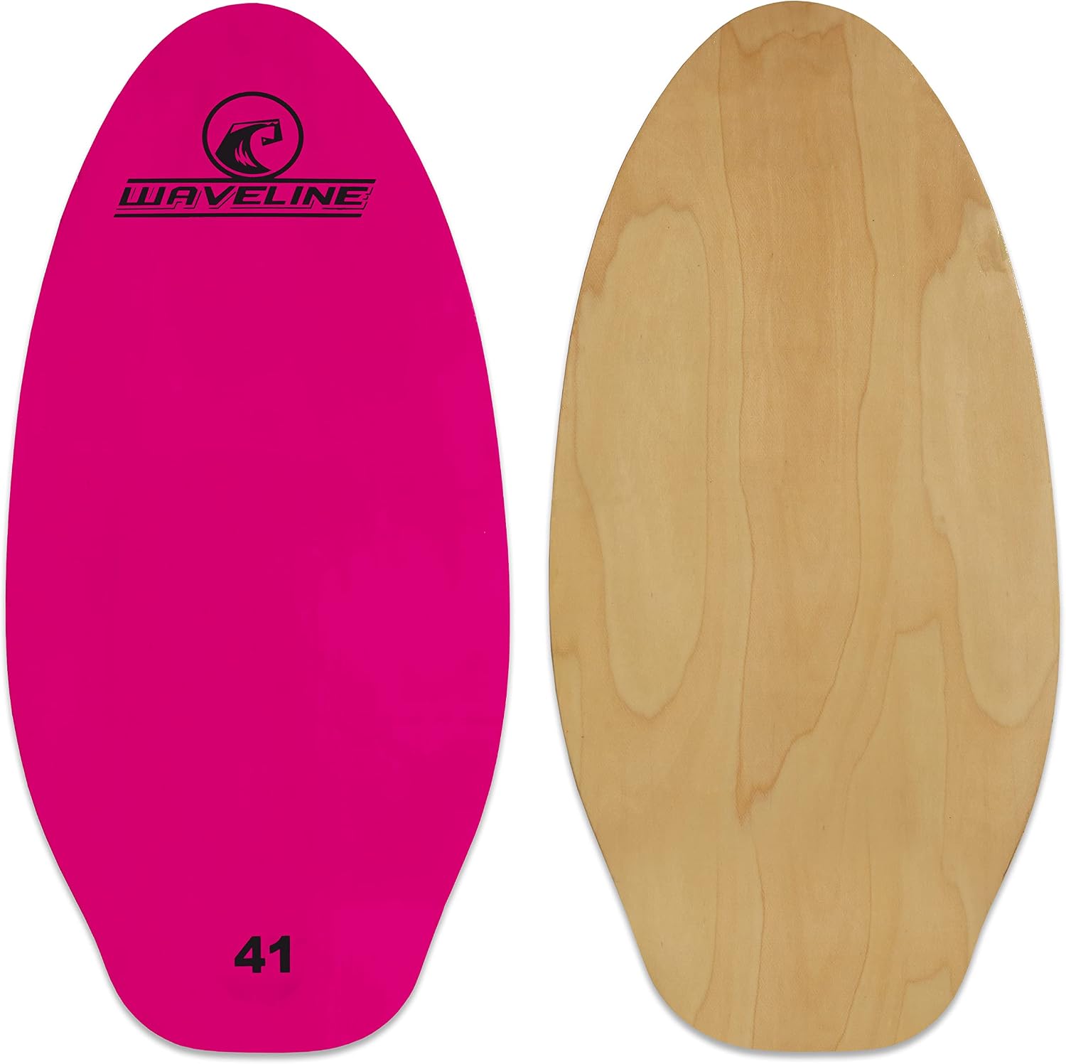 Waveline Neon Wooden Skimboard Choose Size and Color Pink, 41