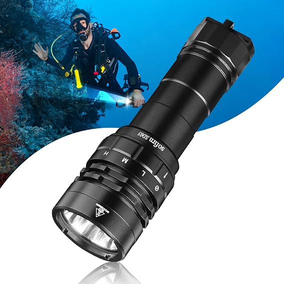 Sofirn Diving Torch SD05 Led Flashlight Super Bright 3000 Lumen, Underwater 100 Meters EDC Light with for Diving Fishing Caving and Outdoors Waterproof [Energy Class A+++]