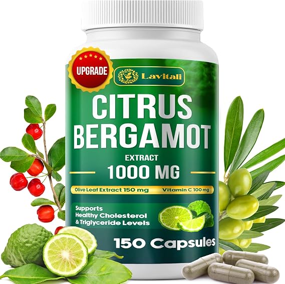 25x Concentrated Citrus Bergamot Extract Capsules, 150 Veggie Capsules, Citrus Bergamot 1000mg Capsules, Non-GMO, Gluten-Free, All Natural, Vegetarian Capsules