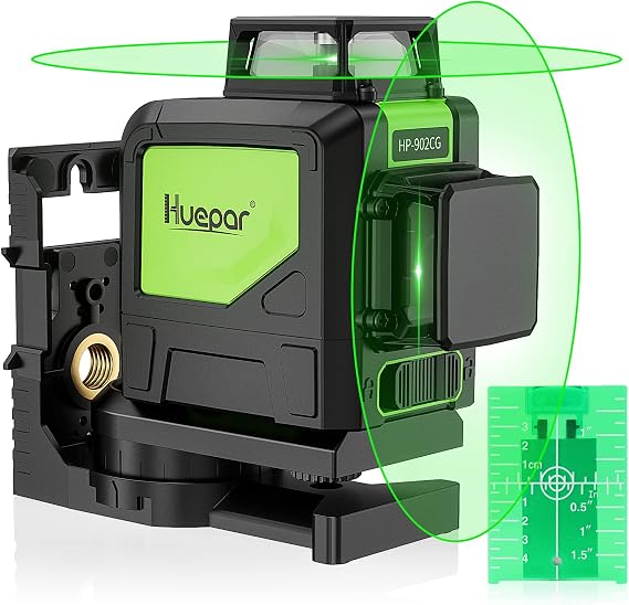 HUEPAR Self-Leveling Laser Level, 2360 Green Beam Cross Line Laser Tool | 360-Degree Horizontal Line with Pulse Mode, Magnetic Pivoting Base Included