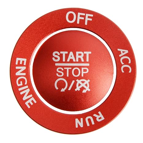 Aluminum Push Start/Stop Engine Button Cover Trim, One Click Push Start Button Sticker Decor for 2015-2021 Dodge Challenger Dodge RAM 1500 Dodge Charger (Red) (G1BCQP016648)