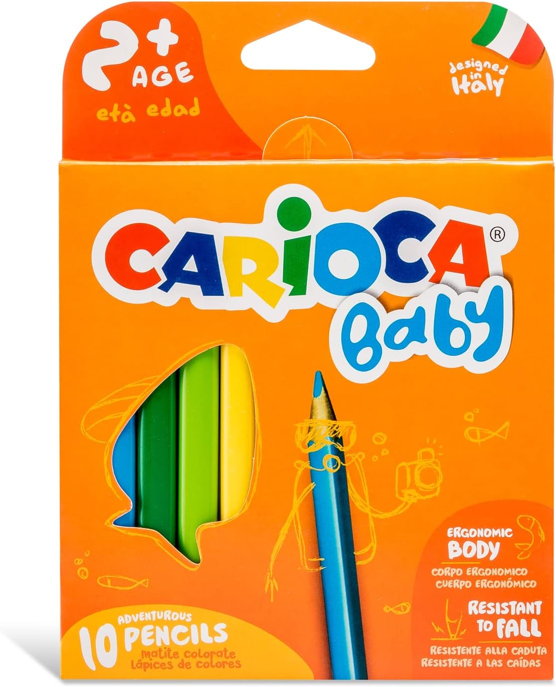 Carioca Jumbo Baby Triangle Dry Crayons, 10Pcs