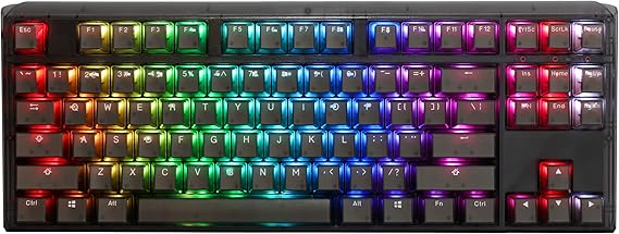 Ducky One 3 TKL Aura 80% Mechanical Keyboard, Cherry MX Blue, Clear Black | 80% mechanical gaming keyboard with hot-swappable switches, PBT doubleshot keycaps, RGB backlight