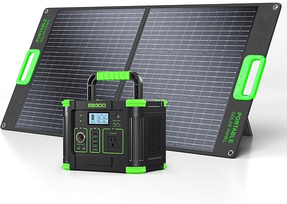 GRECELL 330W Portable Power Station with 100W Solar Panel | 288.6Wh Portable Power Station 330W Solar Generator AC Outlets, Backup for Outdoor Camping, Trip, Power Outage
