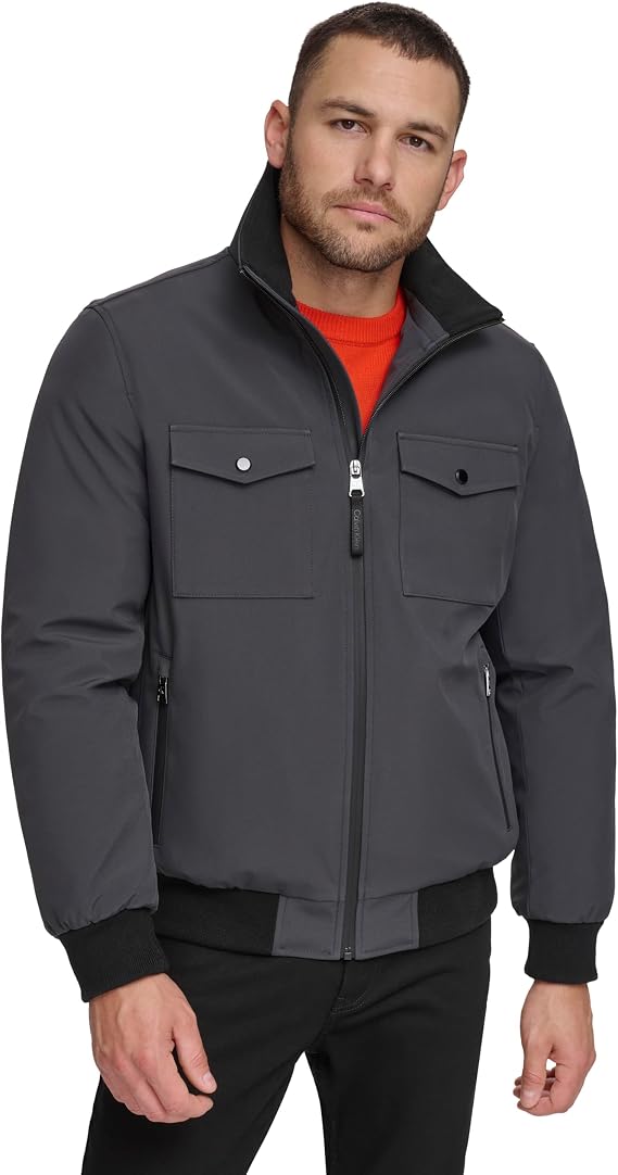 Calvin Klein Men's Flextech Solid Bomber Jacket