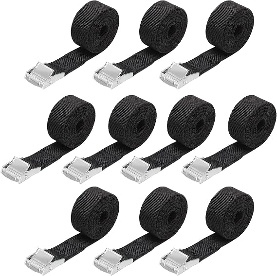 10 Pcs Ratchet Tie Down Lashing Straps Heavy Duty, 50CM x 25mm Black