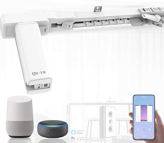 QUOYA BL01 Smart Electric Curtain Track 【Beltless, Adjustable Up to 7m, No Cutting, Adjustable Speed, Quiet, Works with Alexa, Google, Siri, Apple Watch, Remote Included】 (up to 7 metres (275 inches))