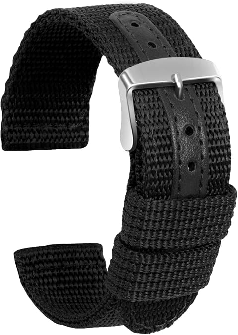 Nylon Watch Strap Replacement Canvas Watch Band Military Army Men Women - 18mm, 20mm, 22mm, 24mm Watch Bracelet with Stainless Steel Silver Buckle