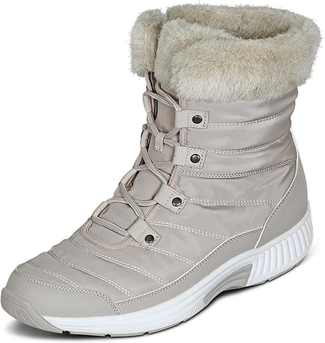 Orthofeet Alps Orthopedic Women Waterproof Snow Boot | Slip Resistant, Adjustable Winter Boots with Side Zipper, Faux Fur, Arch Support, Ergonomic Cushioning, Wide Toe Box