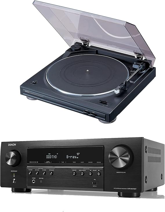 Denon AVR-S570BT (2022 Model) 5.2 Channel AV Receiver with Denon DP-29F Turntable Black