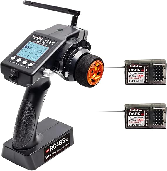 Radiolink RC4GS V3 5 Channels 2.4GHz RC Transmitter with 2 Receivers R6FG Gyro Telemetry Integrated Dual Mix Programmable for RC Car Truck Buggy Racing Vehicle Drifting Crawler RC Boat