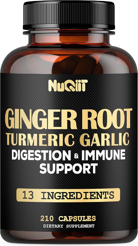 Ginger Supplements Capsules with Turmeric Curcumin, Garlic Bulb, Berberine HCl, Echinacea - 210 Capsules