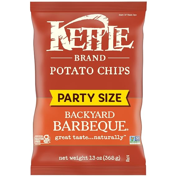 Kettle Brand Potato Chips, Backyard Barbeque Kettle Chips, Party Size, 13 Oz