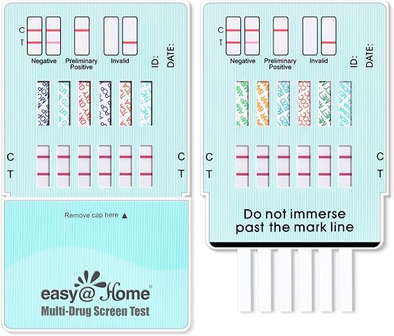 Easy@Home Multi-Drug Screen Test: Urine Drug Testing Kit for AMP/BAR/BZO/COC/MET/MDMA/MOP300/MTD/OXY/PCP/TCA/THC50, Includes Highly Sensitive THC Tests for Home Use, EDOAP-7125 (1)