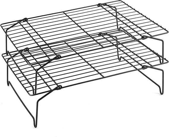 P&P CHEF Cooling Rack Set of 2, 2-Tier 15" x 10" Stackable Rack, Black