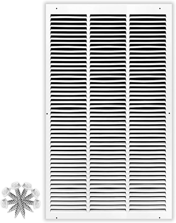 16x22 Return Air Vent Cover Grille for Wall or Ceiling Duct Opening - Flat Stamped Face Air Grill by HVAC Premium - White - Overall Size: 17.75" x 23.75"
