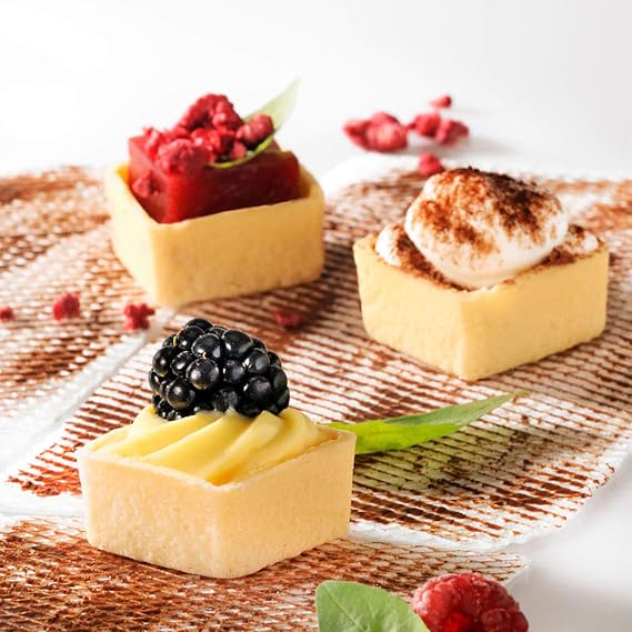 Pastry Chef's Boutique Premium Mini Square Sweet Tart Shell Straight Edges Butter Sweet Mini for Exquisite Mini Desserts Wedding Buffet Partie Sweet Tables Restaurant Dessert, 1.3" - 245 pcs