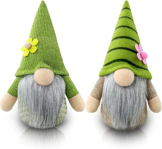 Gehydy Set of 2 Spring Gonks Decoration Summer Easter Flower Gnome Handmade Decor for Home Kitchen