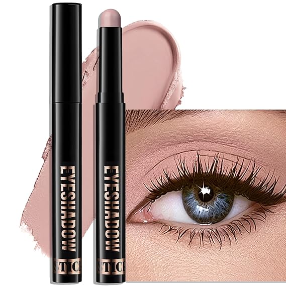 Cream Eyeshadow Stick, Dusty Rose Matte Eye Shadow Waterproof Eyeliner Brightener Pencil Easy to Use High Pigmented Long-Lasting Eye Highlighter Makeup Crayon for Women