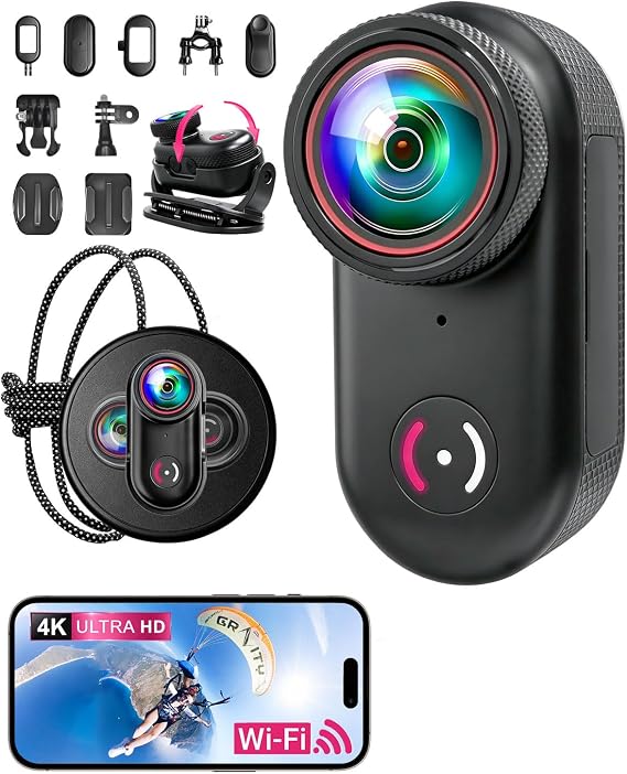 Mini Body Camera, 4K Action Camera Wearable POV Thumb Camera