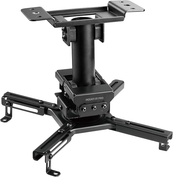 Mount-It! PRO Heavy-Duty Projector Ceiling Mount, 99 lb Capacity | Fixed 10" Drop for Low Ceilings, Fits 5.1"-18.5" Mounting Patterns, Tilt Swivel Rotate, Quick-Release Steel Bracket