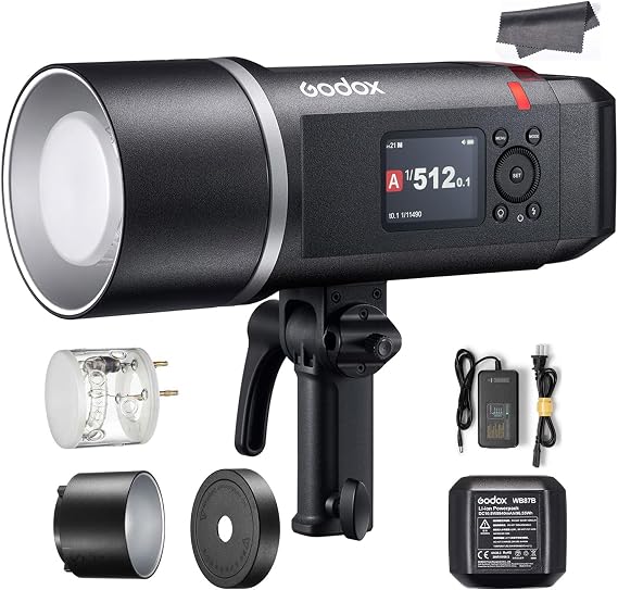 GODOX AD600 AD600BM II Outdoor Flash Strobe Monolight, Bowens Mount 600Ws 2.4G 1/8000s HSS GN87,40W 4800K300K Modeling Light,16 Color Group Indicator, AD600BMII Speedlite for Canon Nikon Sony Camera