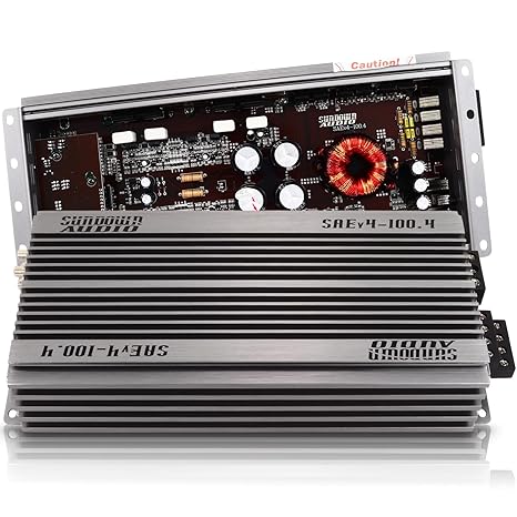 Sundown Audio SAE-100.4 Class A/B 4-Channel Amplifier - 100W x 4 @ 4 - High-Fidelity Car Speaker Amp with Variable Filters & Advanced Protection