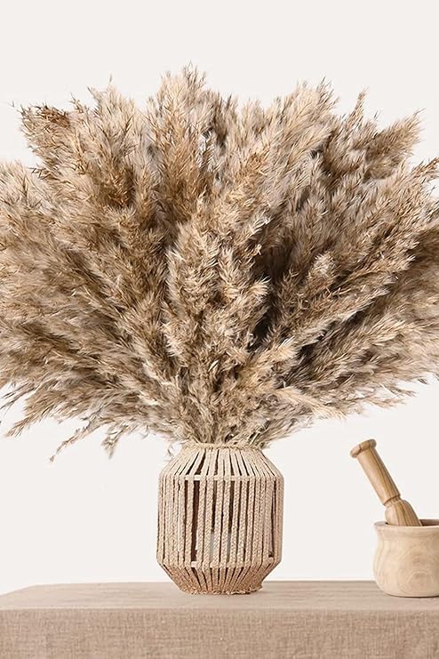 10 Pieces of Magnificent Dried Pampas Plants Fluffy Pampas Herbs, Artificial Flowers, Vase Not Included