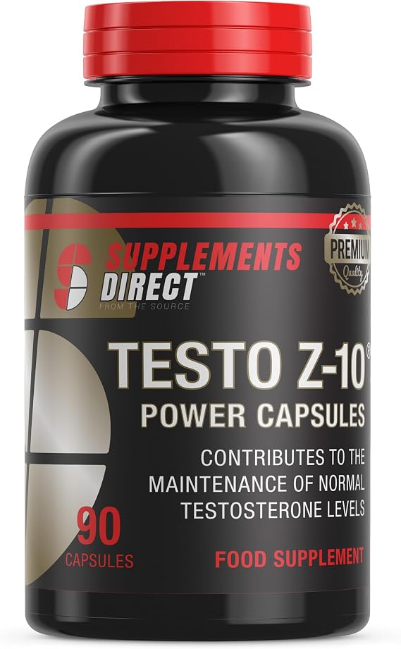 Supplements Direct - Testo-Z10 High Strength Capsules - 90 Capsules - Testosterone Supplements for Men - Zinc Supplements - Muscle Supplements - Testosterone Boosters - for Performance & Endurance