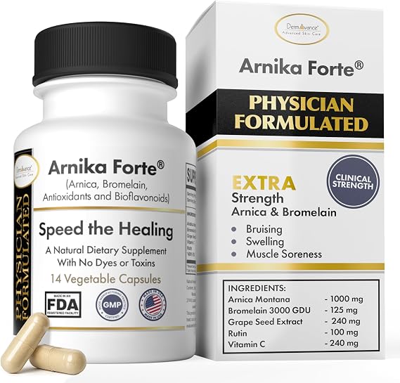 DermAvance Arnika Forte - Swelling & Bruising Reducer Supplement - 14pcs | Arnica Montana & Bromelain Supplement, Swelling Reducer After Surgery, Arnica for Bruising, Antioxidants & Bioflavonoids