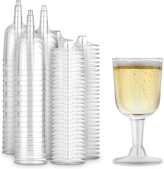 Stock Your Home 5 oz Clear Plastic Wine Glass 80 Pack - BPA Free & Recyclable - Shatterproof Wine Goblet - Disposable & Reusable Cups for Champagne, Dessert, Food Samples, Catering, Weddings