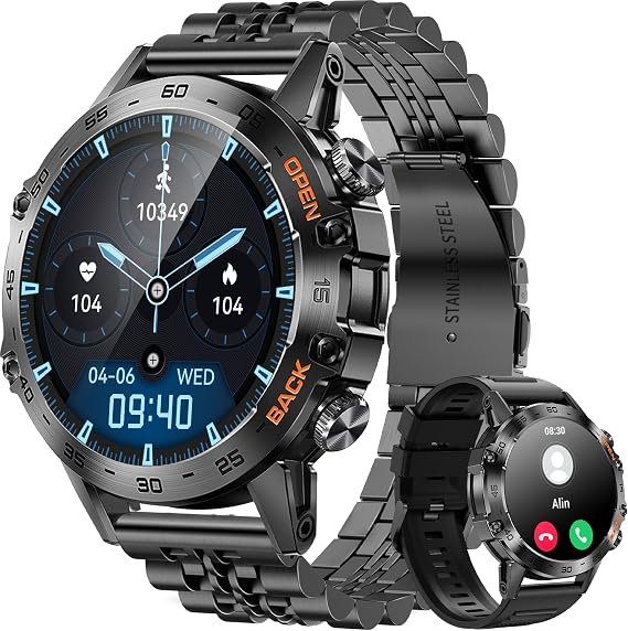 Military Smart Watches for Men(Answer/Make Call), Tactical Smartwatch for Android iOS, 400mAh Battery/Sports Modes
